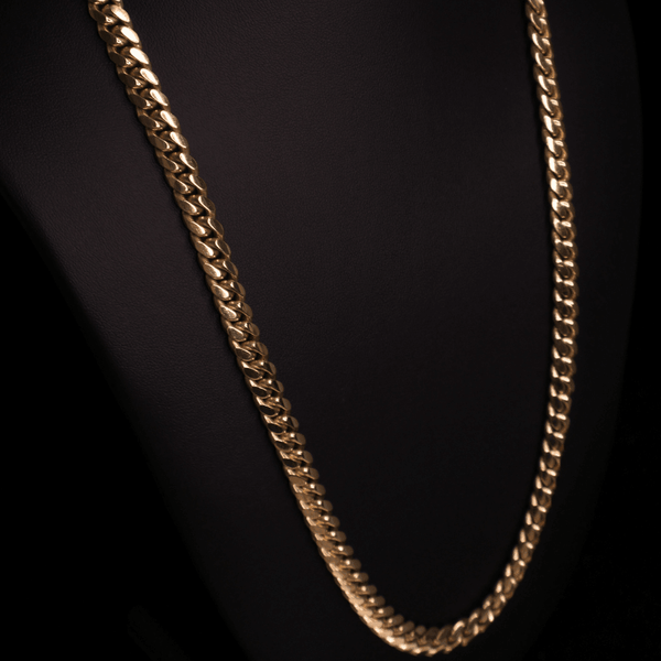 CUBAN LINK CHAIN 10K-14k, SOLID, YELLOW GOLD - OPULENZZA