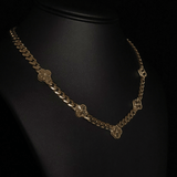 HOLLOW MONACO WITH 5 CLOVERS CHAIN 14 KT - OPULENZZA