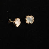 SMALL EARRINGS WITH WHITE CLOVER 14 KT