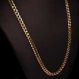 CURB CUBAN CHAIN IN 10K - 14K, SOLID, YELLOW GOLD - OPULENZZA