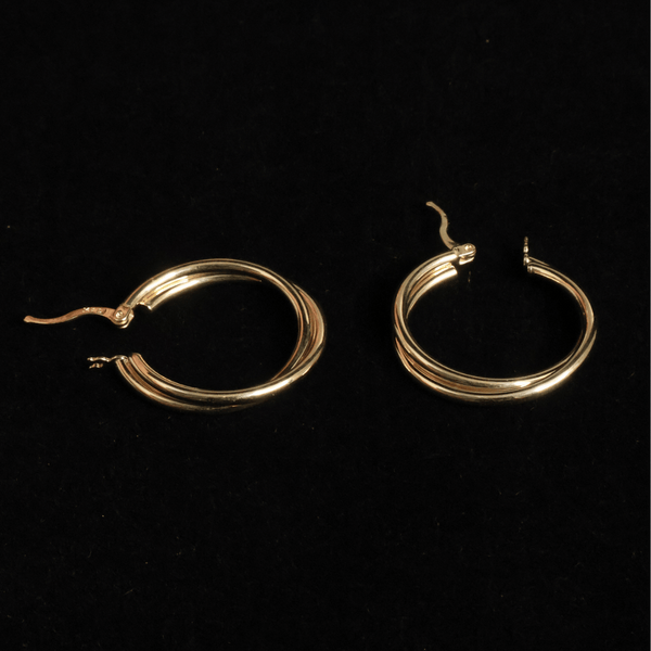 DOUBLE TWISTED RINGS EARRINGS 14 KT - OPULENZZA