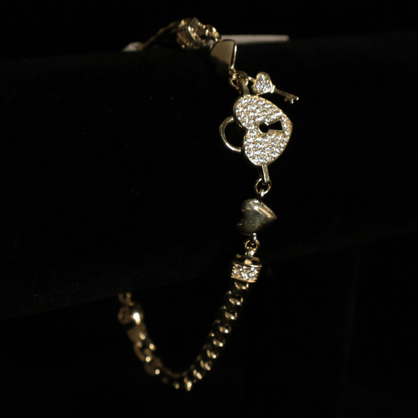 SEMISOLID 3 HEARTS WITH KEY BRACELET 10 KT - OPULENZZA