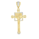 CROSS AND SQUARED WITH CHRIST PENDANT 10 KT