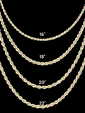 ROPE CHAIN IN 10K, SOLID, YELLOW GOLD - OPULENZZA