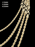 ROPE CHAIN IN 10K, SOLID, YELLOW GOLD - OPULENZZA